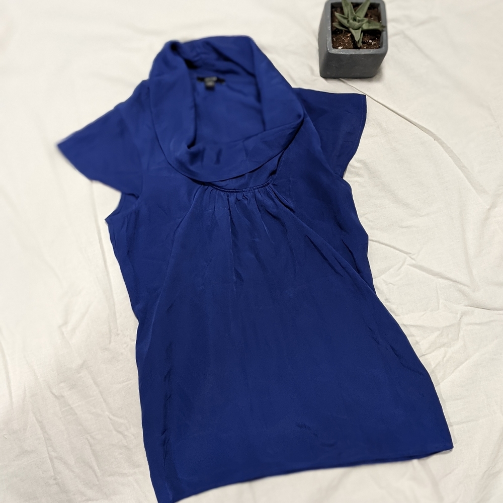 Cowl cap sleeve chiffon top